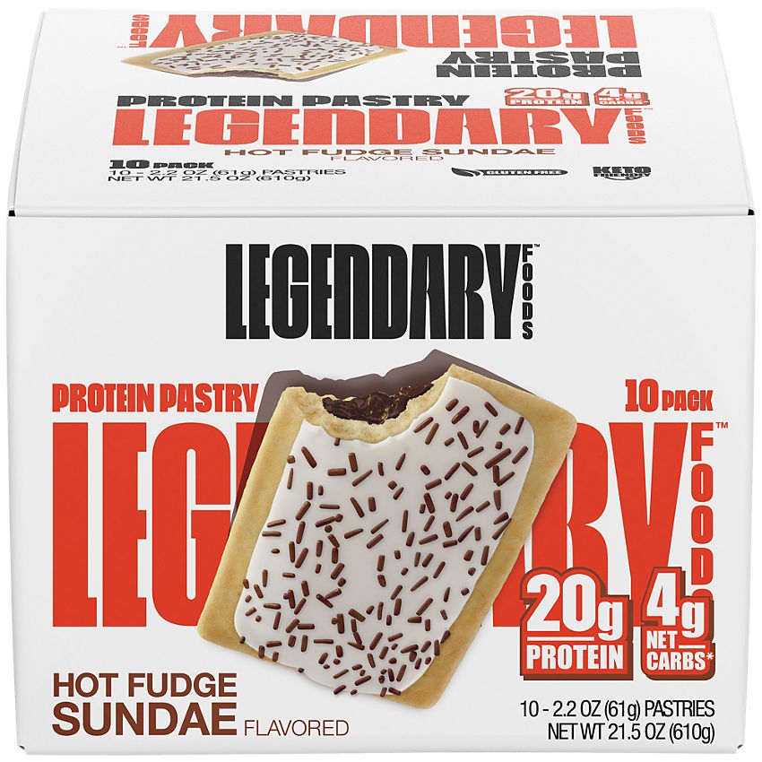 Legendary Foods Protein Pastry - Low Carb, Zero Sugar, Keto-Friendly - Hot Fudge (10 On-the-Go Pastries)