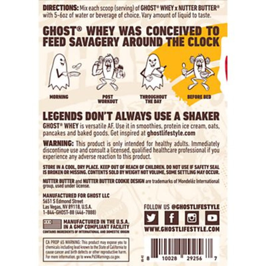 GHOST Whey Protein - Nutter Butter (2.4 Lbs. / 26 Servings)