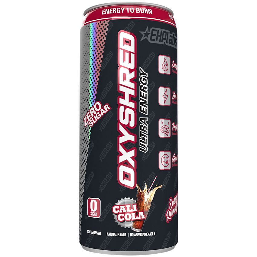 EHP Labs|OxyShred Energy Drink| with L-Carnitine|Cali Cola-(12 Drinks, 12 Fl Oz. Each)