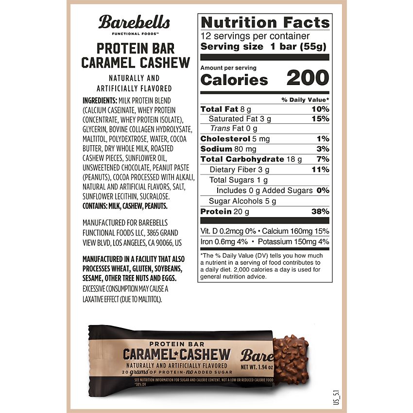 Barebells-Protein Bar-Caramel Cashew (12 Bars)