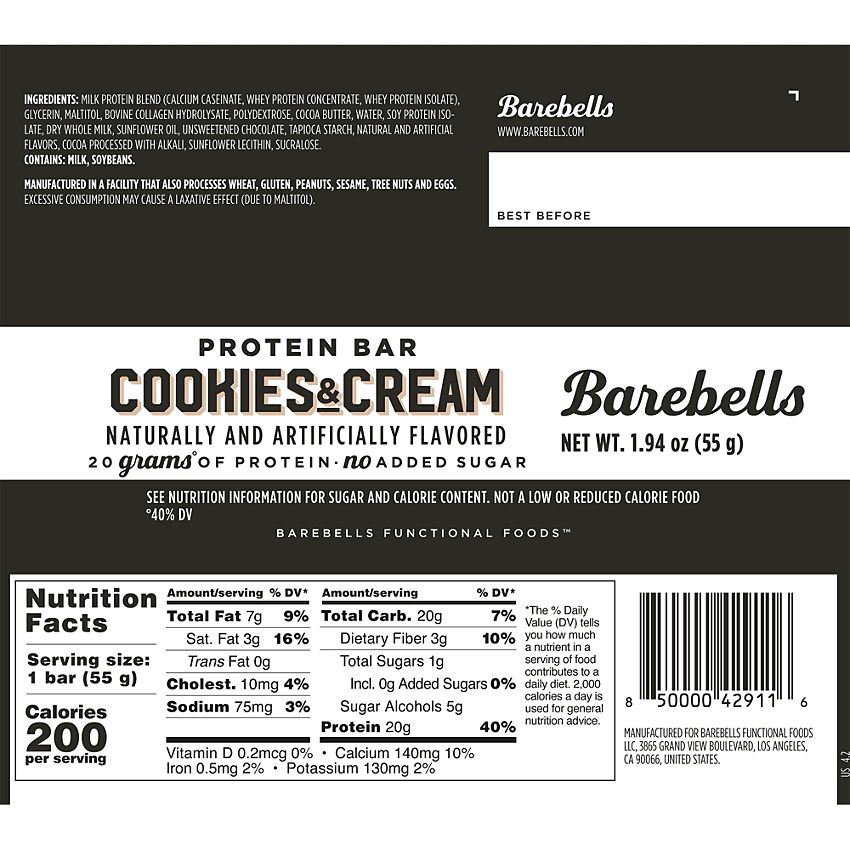 Barebells|Protein Bar|Cookies and Cream (12 Bars)