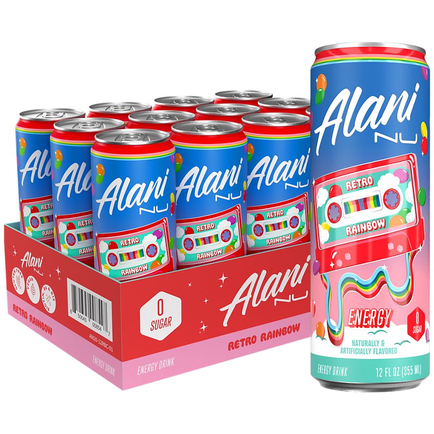 Alani Nu Energy Drink|Retro Rainbow (12 Drinks , 12 Fl Oz. Each)