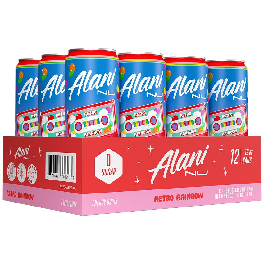 Alani Nu Energy Drink|Retro Rainbow (12 Drinks , 12 Fl Oz. Each)