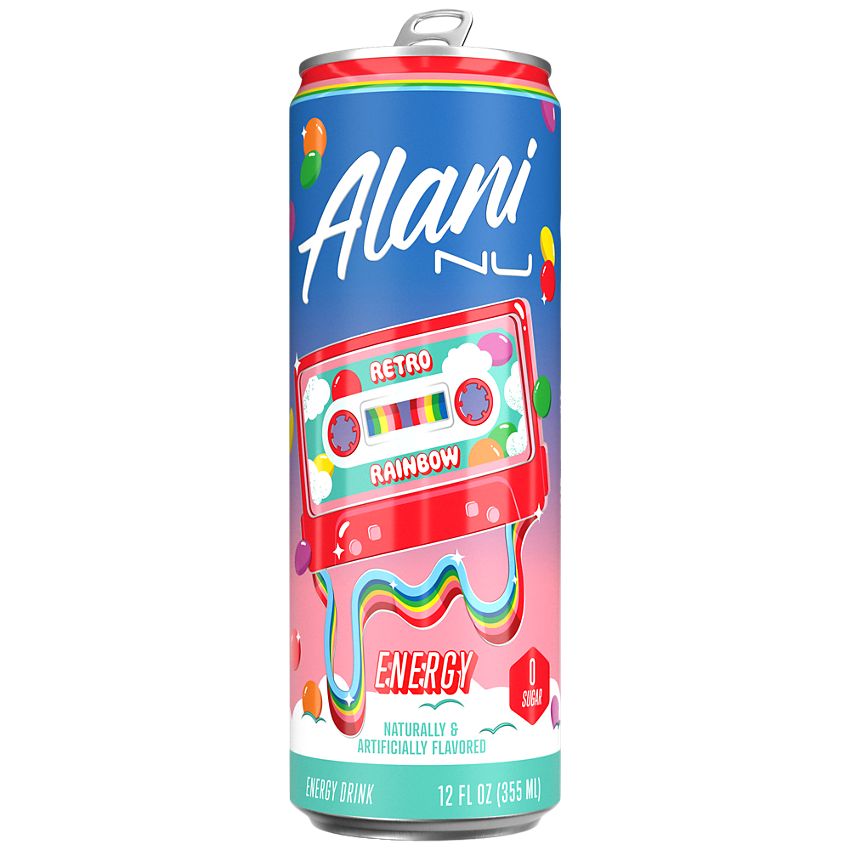 Alani Nu Energy Drink|Retro Rainbow (12 Drinks , 12 Fl Oz. Each)