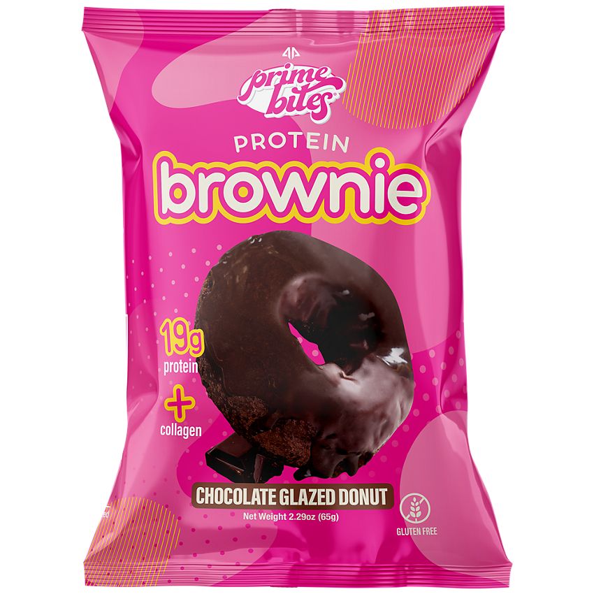 PrimeBites Protein Brownies | Alpha Prime Supplements | Glazed Chocolate Donut (12 Brownies)