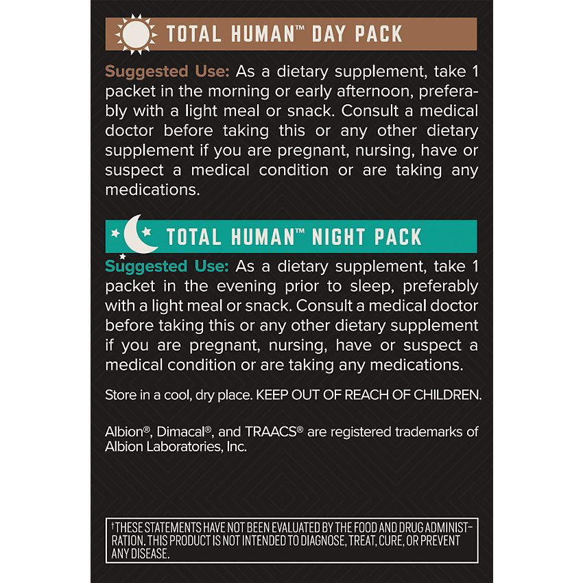 Onnit Labs|Total Human Complete Supplement Packs|Day and Night Support-(60 Packets)