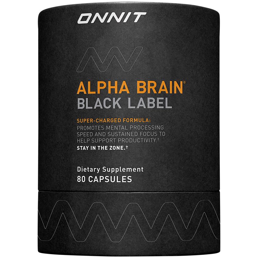 Onnit Labs|Alpha Brain Black Label|Promotes Attention, Focus, and Alertness-(80 Capsules)