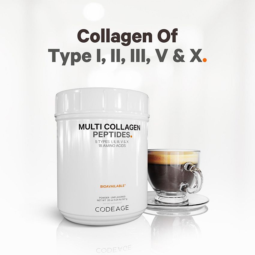 Codeage Multi Collagen Peptides Powder|5 Types with Hydrolyzed Collagen for Hair, Skin, Nails & Joints|Unflavored (20 Oz.)