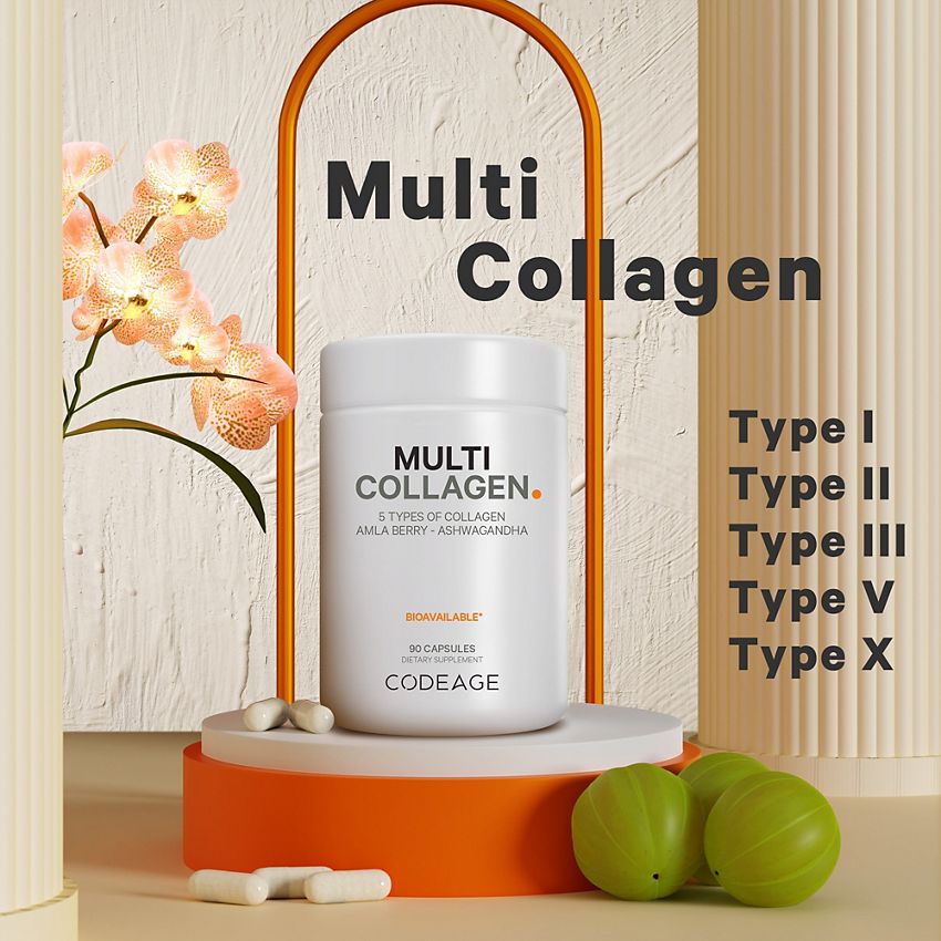 Codeage|Multi Collagen Protein|Collagen Type I, II, III, V, X & Bone Broth-(90 Capsules)