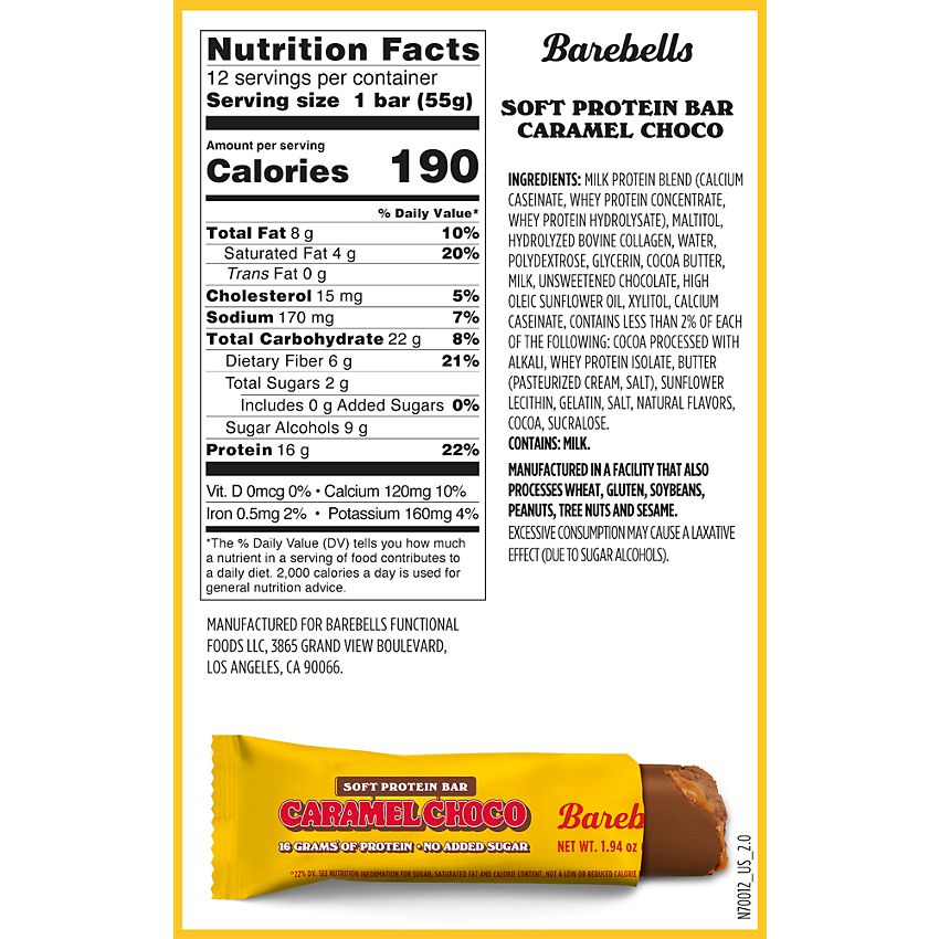 Barebells Protein Bar - Caramel Choco (12 Bars)