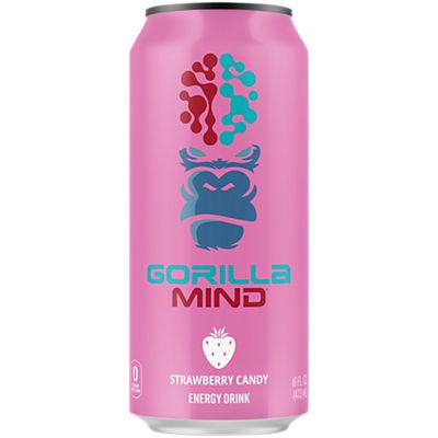 Gorilla Mind Energy Drink –Strawberry Candy (12 Drinks, 16 fl. oz. Each)