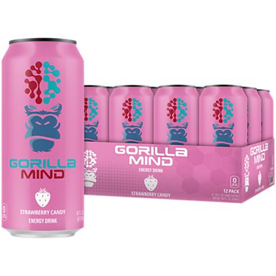 Gorilla Mind Energy Drink –Strawberry Candy (12 Drinks, 16 fl. oz. Each)