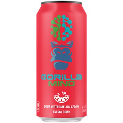 Gorilla Mind Energy Drink – Sour Watermelon Candy (12 Drinks, 16 fl. oz. Each)