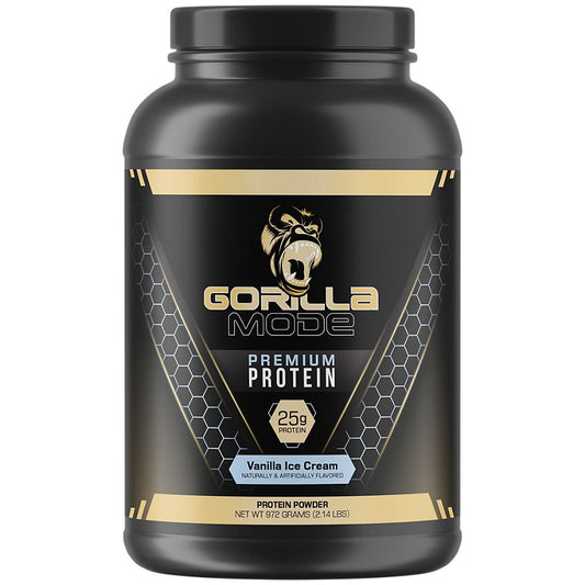 Gorilla Mind|Gorilla Mode Premium Protein Powder|Vanilla Ice Cream-(2.14 lbs./30 Servings)