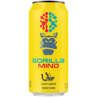 Gorilla Mind Energy Drink|Lucky Lemon|(12 Drinks, 16 fl. oz. Each)