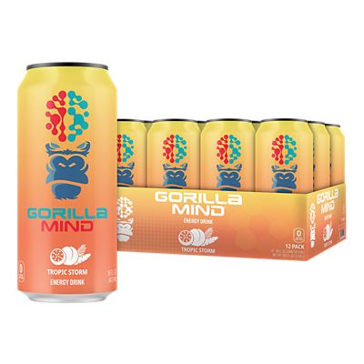 Gorilla Mind Energy Drink -Tropic Storm (12 Drinks , 16 Fl Oz. Each)