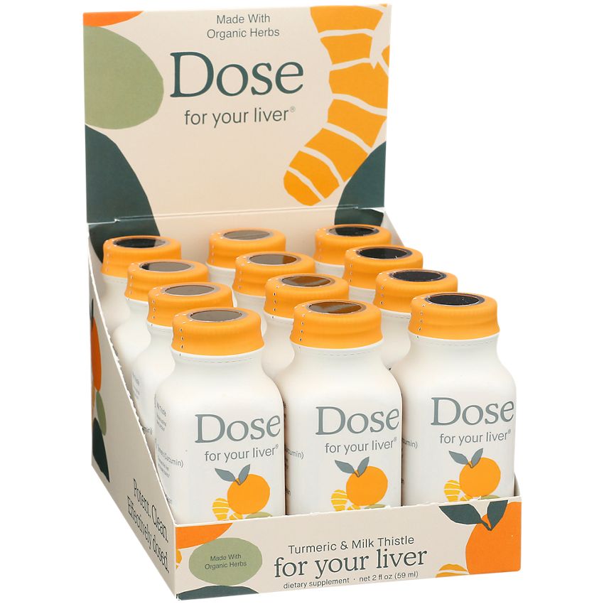 Dose for Your Liver Shot - Liver Health Support with Milk Thistle - Orange & Ginger (12 Shots, 2 Fl. Oz. Each)