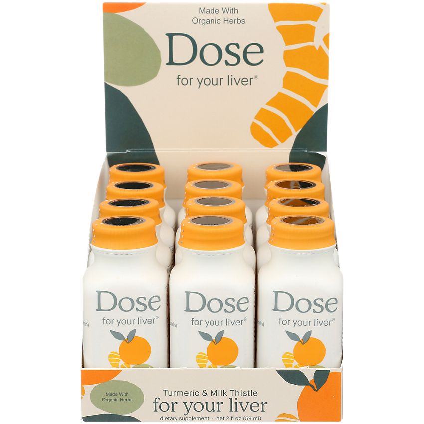 Dose for Your Liver Shot - Liver Health Support with Milk Thistle - Orange & Ginger (12 Shots, 2 Fl. Oz. Each)