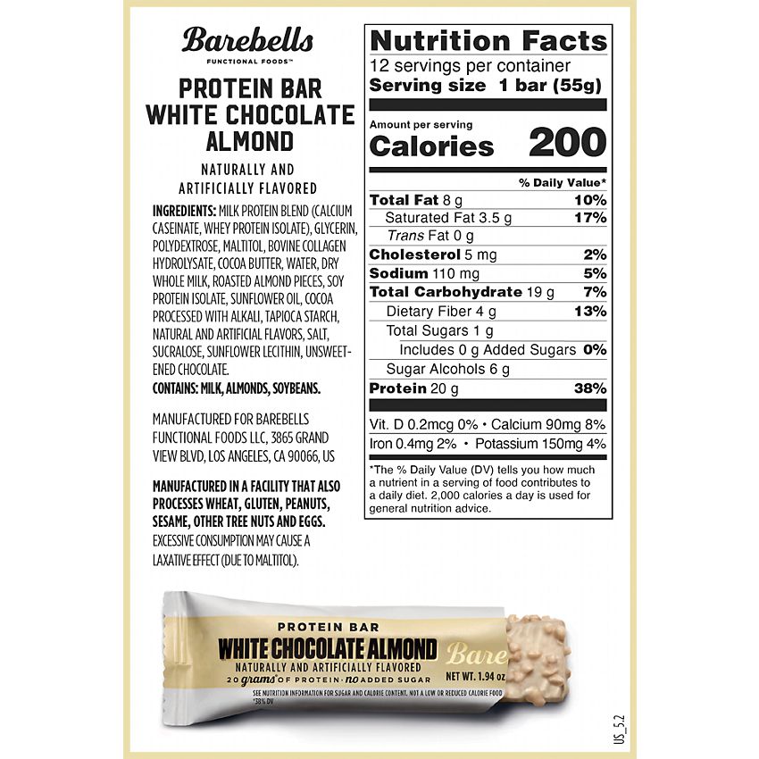 Barebells|Protein Bar - White Chocolate Almond (12 Bars)