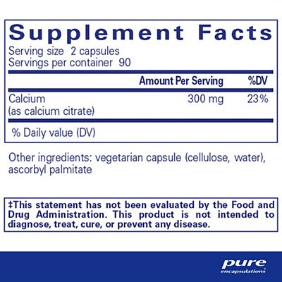 Pure Encapsulations Calcium Citrate - Supports Bone & Cardiovascular Health - 300mg (180 Capsules)