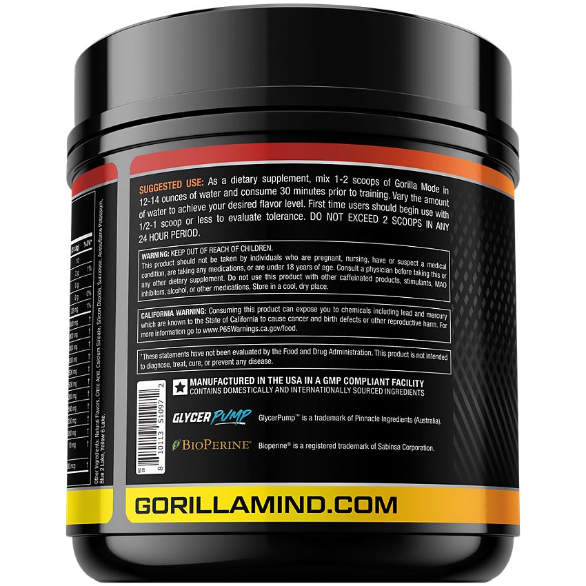 Gorilla Mind|Gorilla Mode Pre-Workout Formula|Blackberry Lemonade-(1.40 lbs./40 Servings)