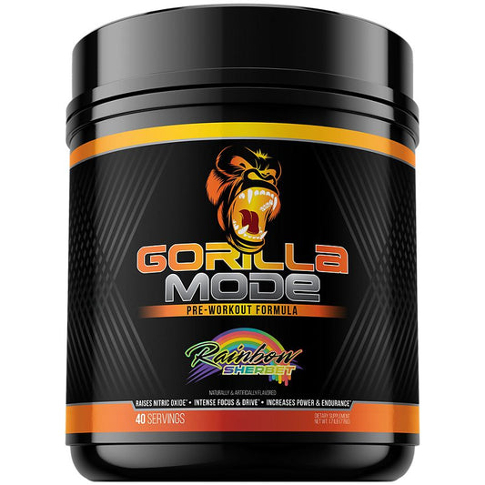 Gorilla Mind|Gorilla Mode Pre-Workout Formula|Rainbow Sherbet-(1.71 Lbs. / 40 Servings)