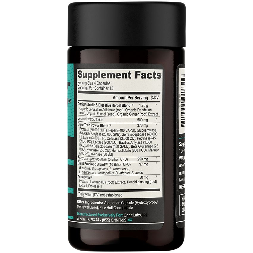 Onnit Labs|Total Gut Health|Daily Digestive Support with Prebiotics & Probiotics-(60 Capsules)