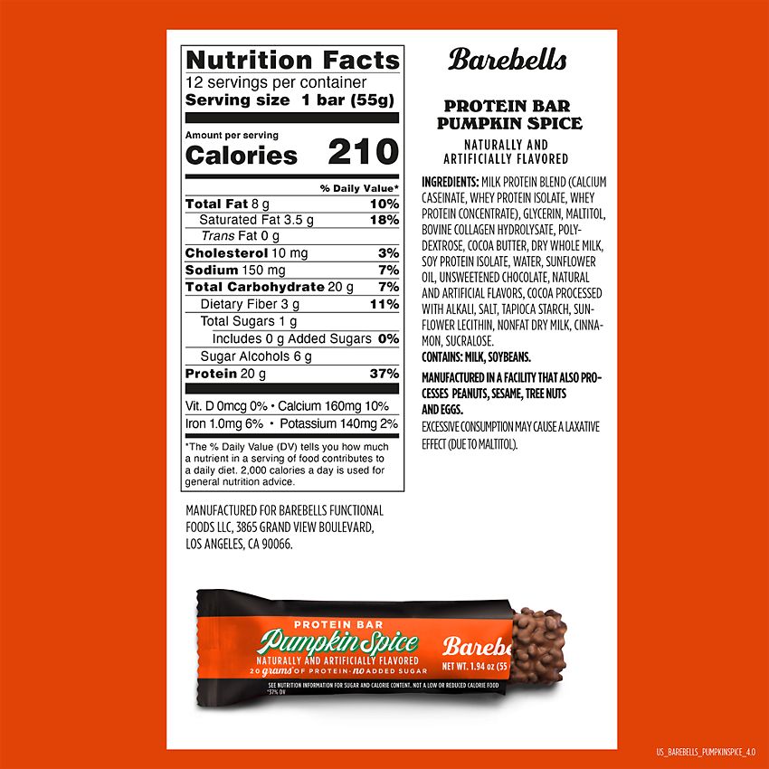 Barebells Protein Bar - Pumpkin Spice (12 Bars)