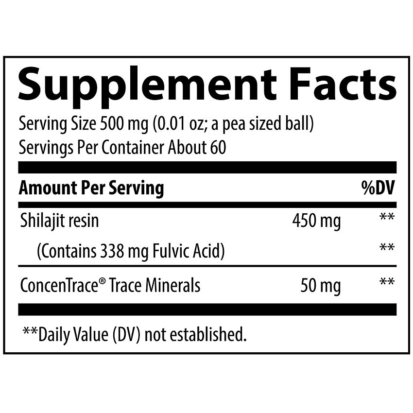 Trace Minerals Research|Shilajit|Resin Mineral with 75% Fulvic Acid|Supports Energy & Stamina in Syrup Form-(30 Grams / 60 Servings)