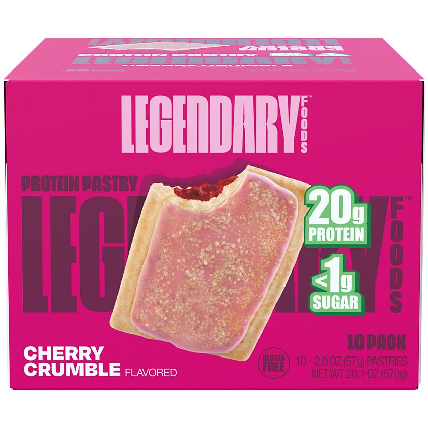 Legendary Foods Protein Pastry - Low Carb, Zero Sugar, Keto-Friendly - Cherry Crumble (10 On-the-Go Pastries)