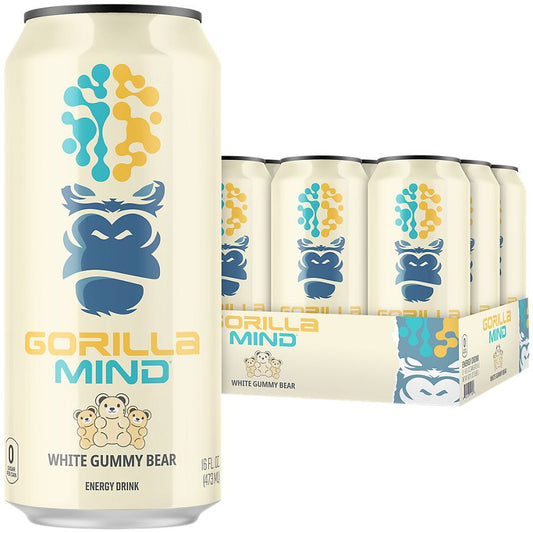 Gorilla Mind Energy Drink – White Gummy Bear (12 Drinks, 16 fl. oz. Each)