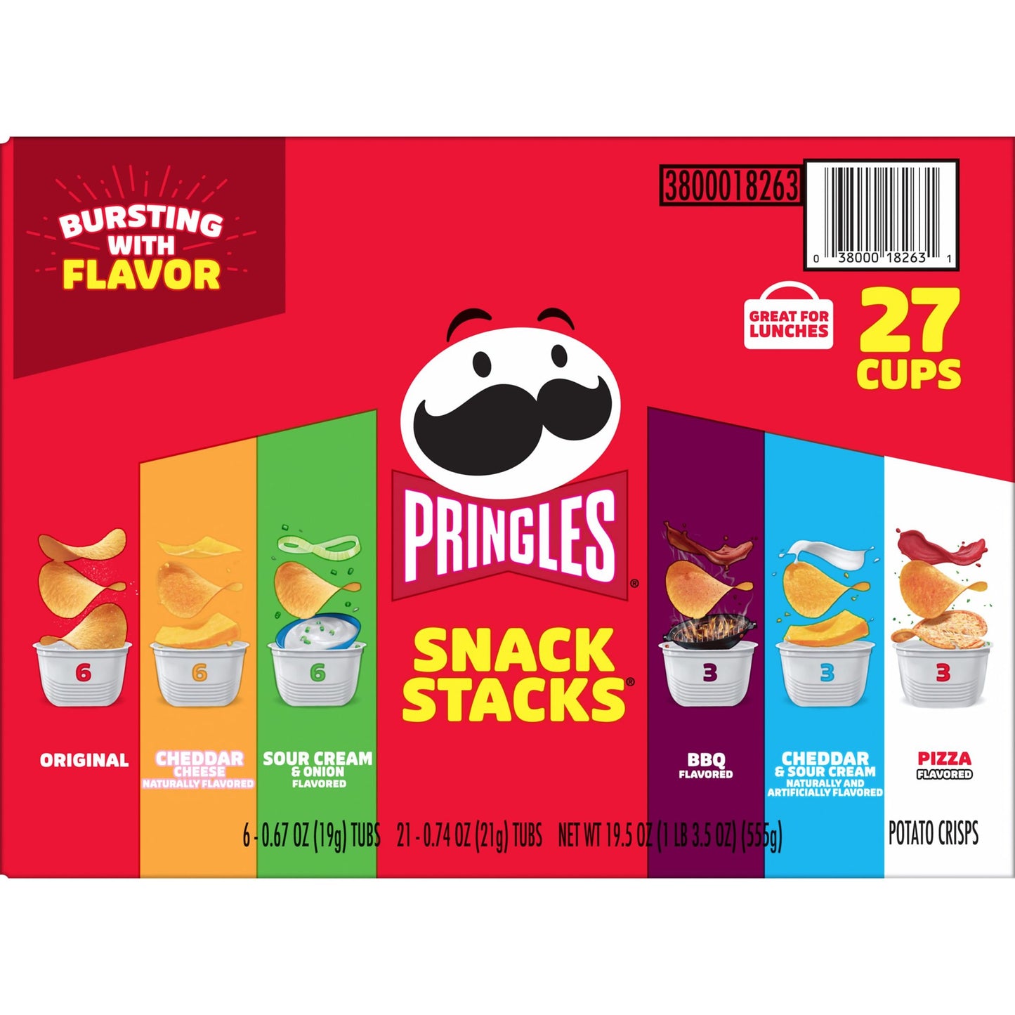 Pringles Snack Stacks Variety Pack Potato Crisps Chips, Lunch Snacks, 27 Count