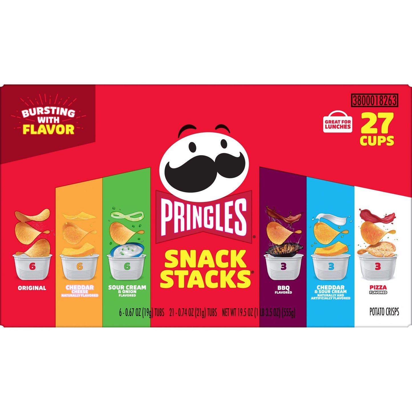 Pringles Snack Stacks Variety Pack Potato Crisps Chips, Lunch Snacks, 27 Count