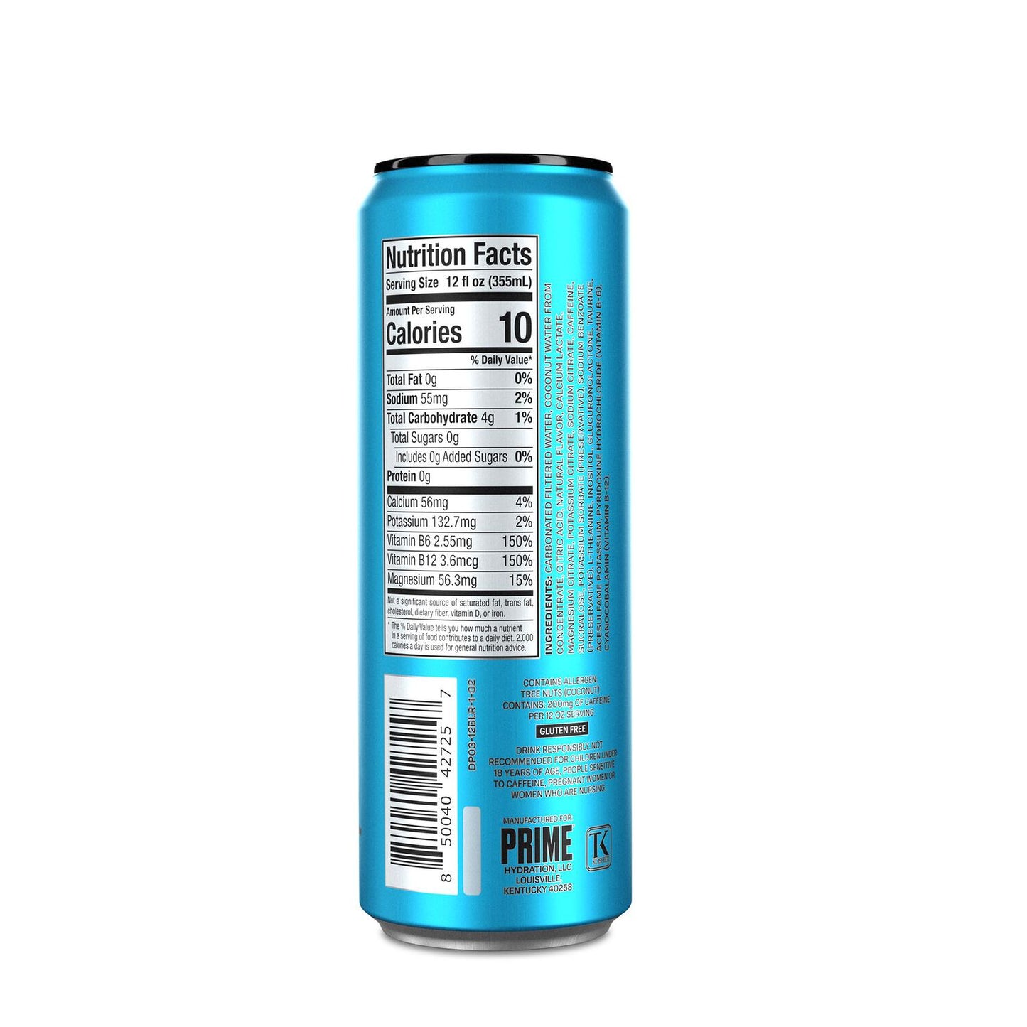 PRIME Energy BLUE RASPBERRY | Zero Sugar Energy Drink | Preworkout Energy | 200mg Caffeine with 300mg of Electrolytes and Coconut Water for Hydration| Vegan | Gluten Free |12 Fluid Ounce | 12 Pack