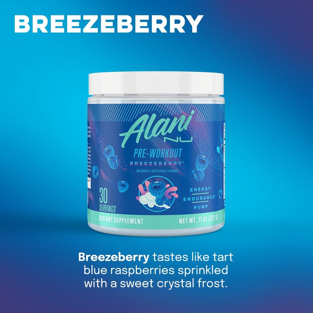 Alani Nu Pre-Workout Supports Energy|Endurance and Pump- Breezeberry| (10.27 oz. / 30 Servings)