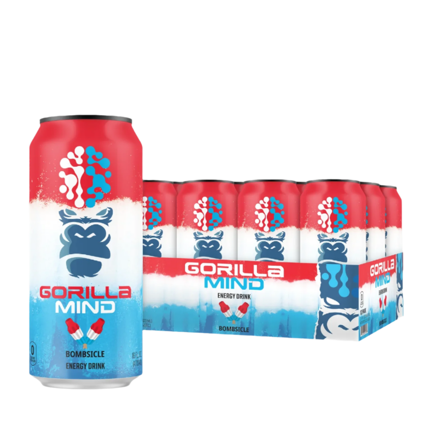 Gorilla Mind Energy Drink - Bombsicle (12 Drinks , 16 Fl Oz. Each)