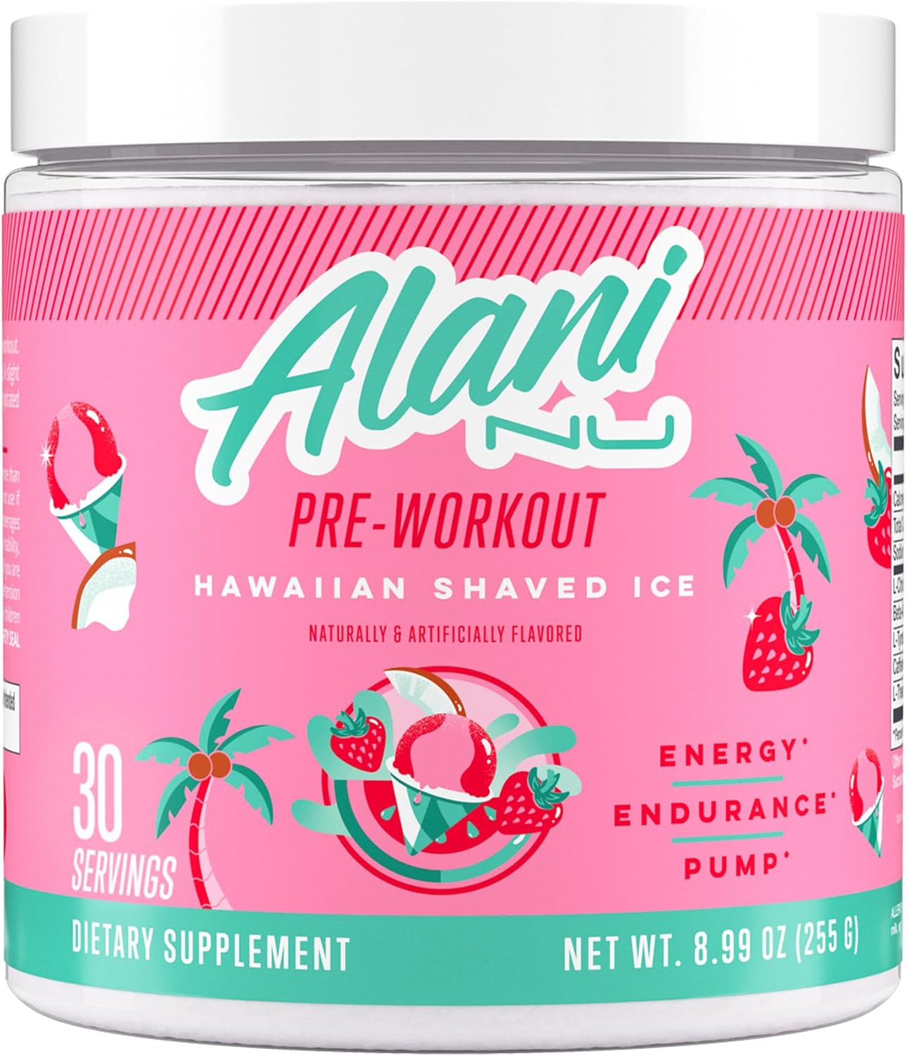 Alani Nu Pre Workout Powder Hawaiian Shaved Ice | Amino Energy Boost | Endurance Supplement | Sugar Free | 200mg Caffeine | L-Theanine, Beta-Alanine, Citrulline-30 Serving-(10 pack of Jar)