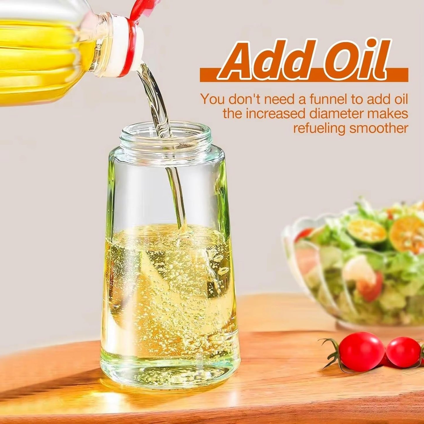 16oz/470ml Oil Sprayer for Cooking, 2 in 1 Glass Olive Oil Dispenser Bottle for Kitchen, Air Fryer, Salad & BBQ, Leakproof Design