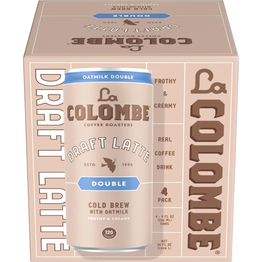 La Colombe Double Draft Latte| 9 Fl. Oz. 4 Pack - 100% Arabica Brazilian Cold Brew Coffee| Dairy-Free Vegan Latte, 120mg Natural Caffeine