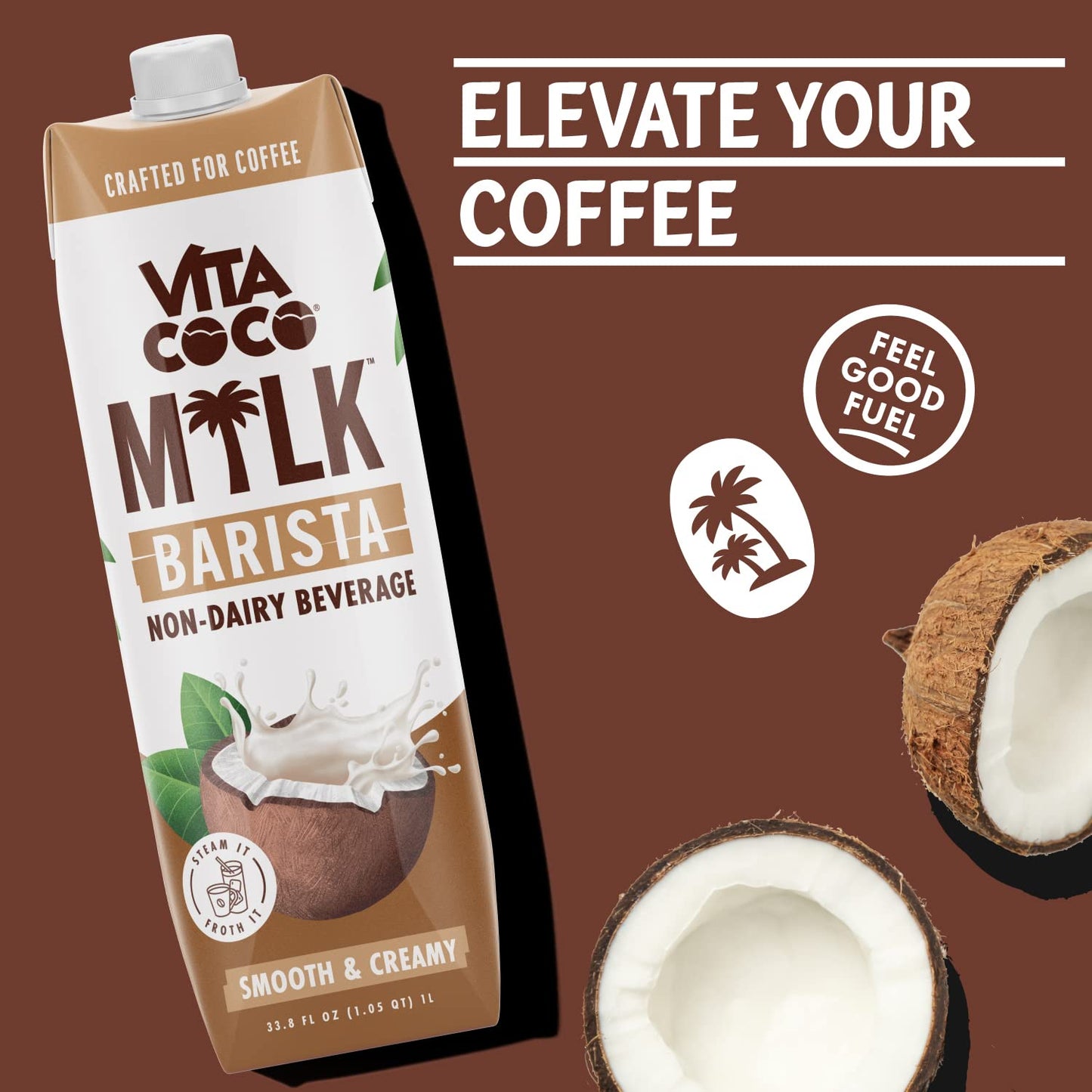 Vita Coco Barista Milk - Plant Based, Dairy Free Milk Alternative - Gluten Free, Soy Free, and Unsweetened - Perfect Add to Coffee, Matcha, Pink Drinks - 33.8 Fl Oz (Pack of 6)