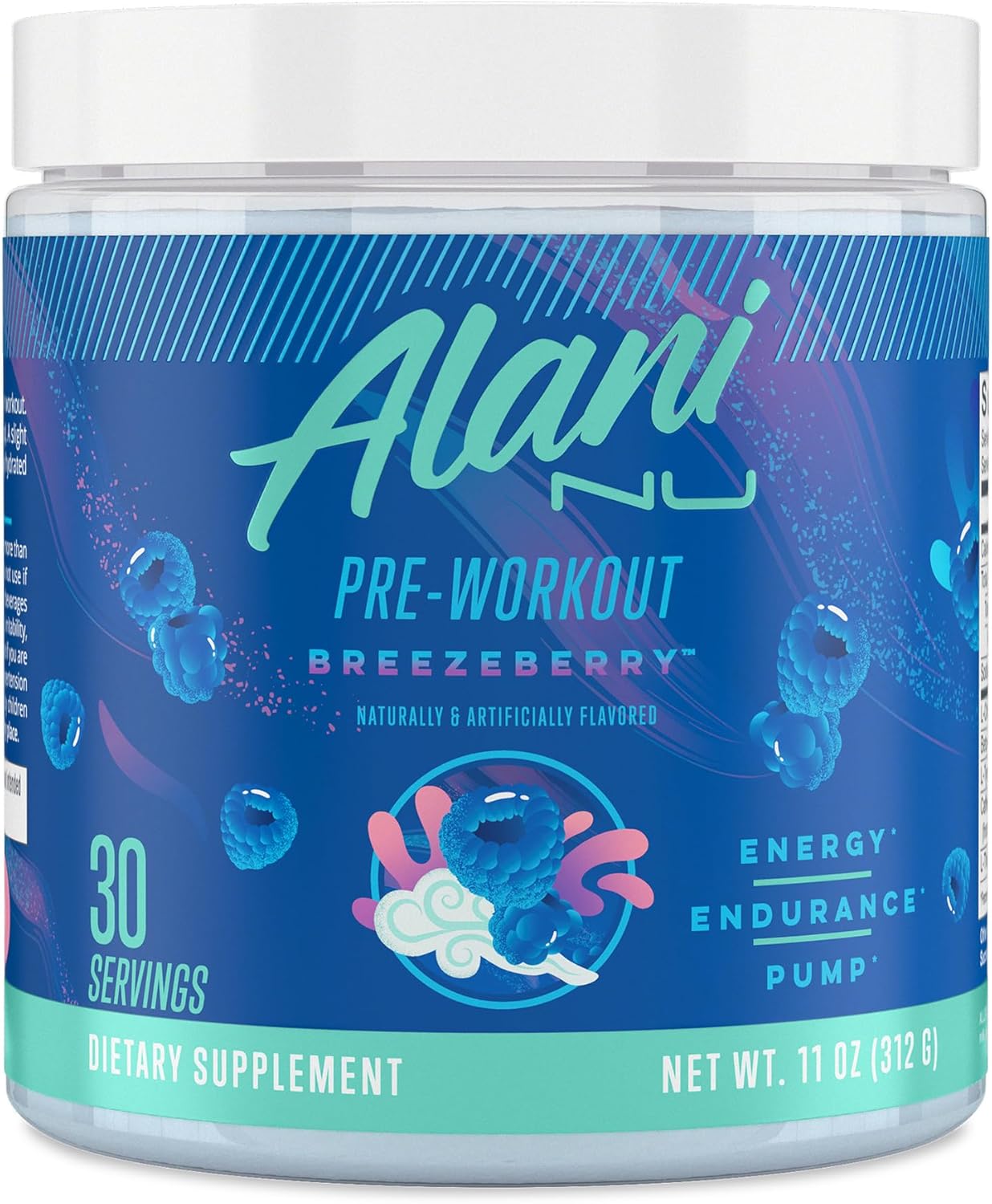 Alani Nu Pre-Workout Supports Energy|Endurance and Pump- Breezeberry| (10.27 oz. / 30 Servings)