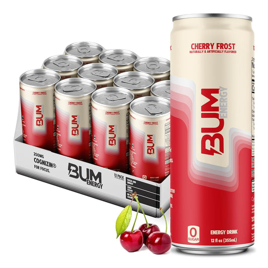 BUM Energy Drink|Cherry Frost Flavor-(12 Drinks, 12 Fl. Oz. Each)