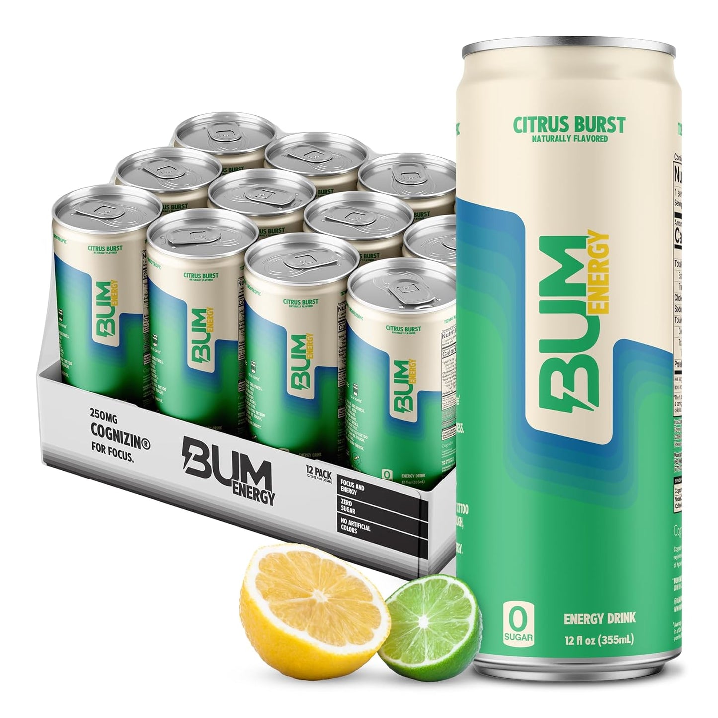 BUM Energy Drink|Citrus Burst Flavor-(12 Drinks, 12 Fl. Oz. Each)