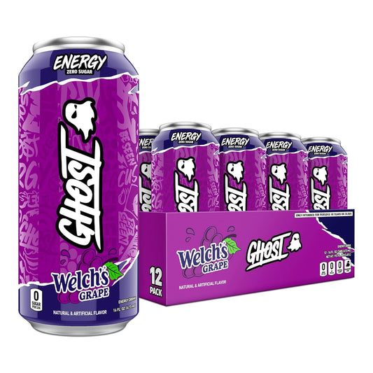 GHOST Energy Drink - Zero Sugar - Welch's Grape (12 Drinks, 16 Fl Oz. Each)