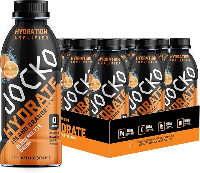 JOCKO FUEL Jocko Hydrate – Hydration Amplifier Electrolyte Drink - Island Orange (16 fl. oz./12 Drinks)