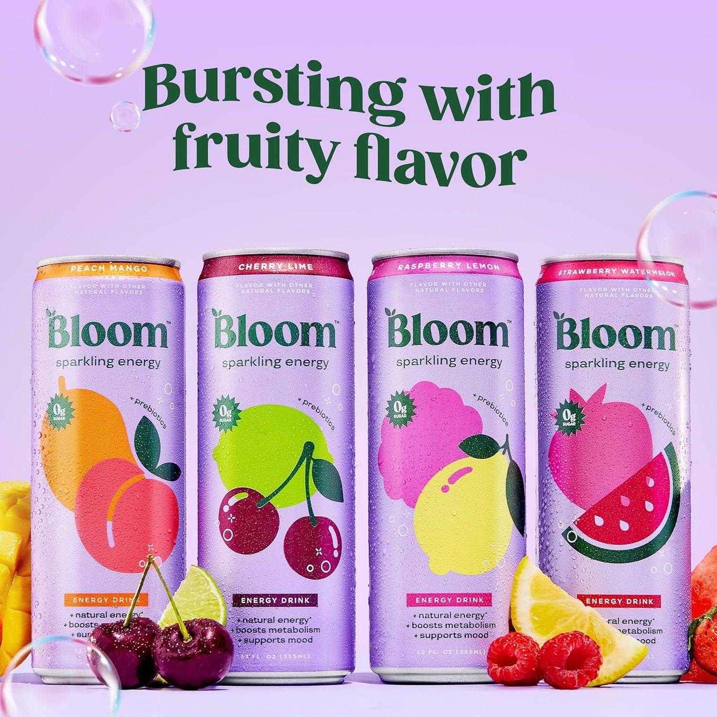 Bloom Nutrition Sparkling Energy Drink | Variety Pack( 12 Pack-12oz)