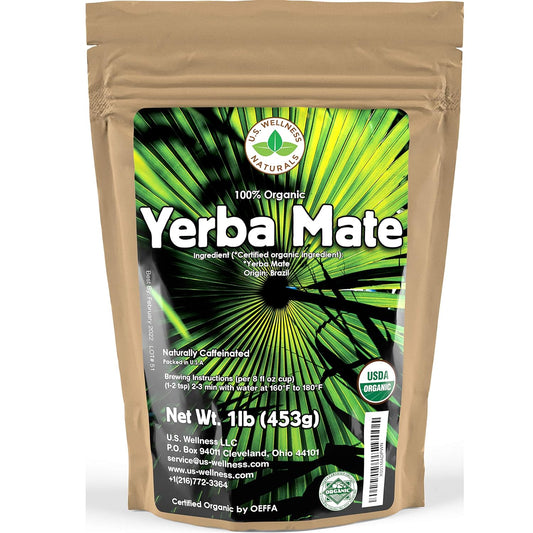 Organic Yerba Mate Tea 1LB - High Caffeine, Dust-Free, Super-Green, Brazilian Grown