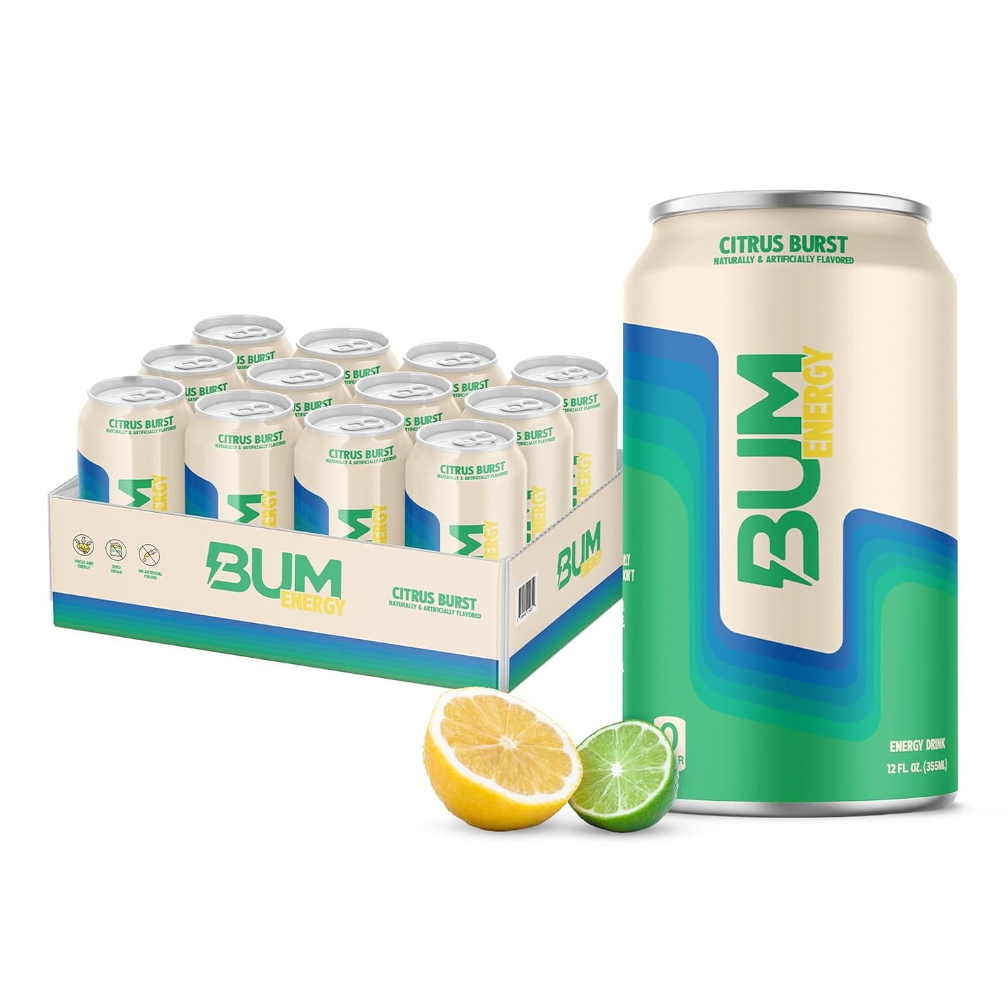 Raw Nutrition BUM Energy Drink|112 mg Natural Caffeine(12 fl oz, 12 Pack)