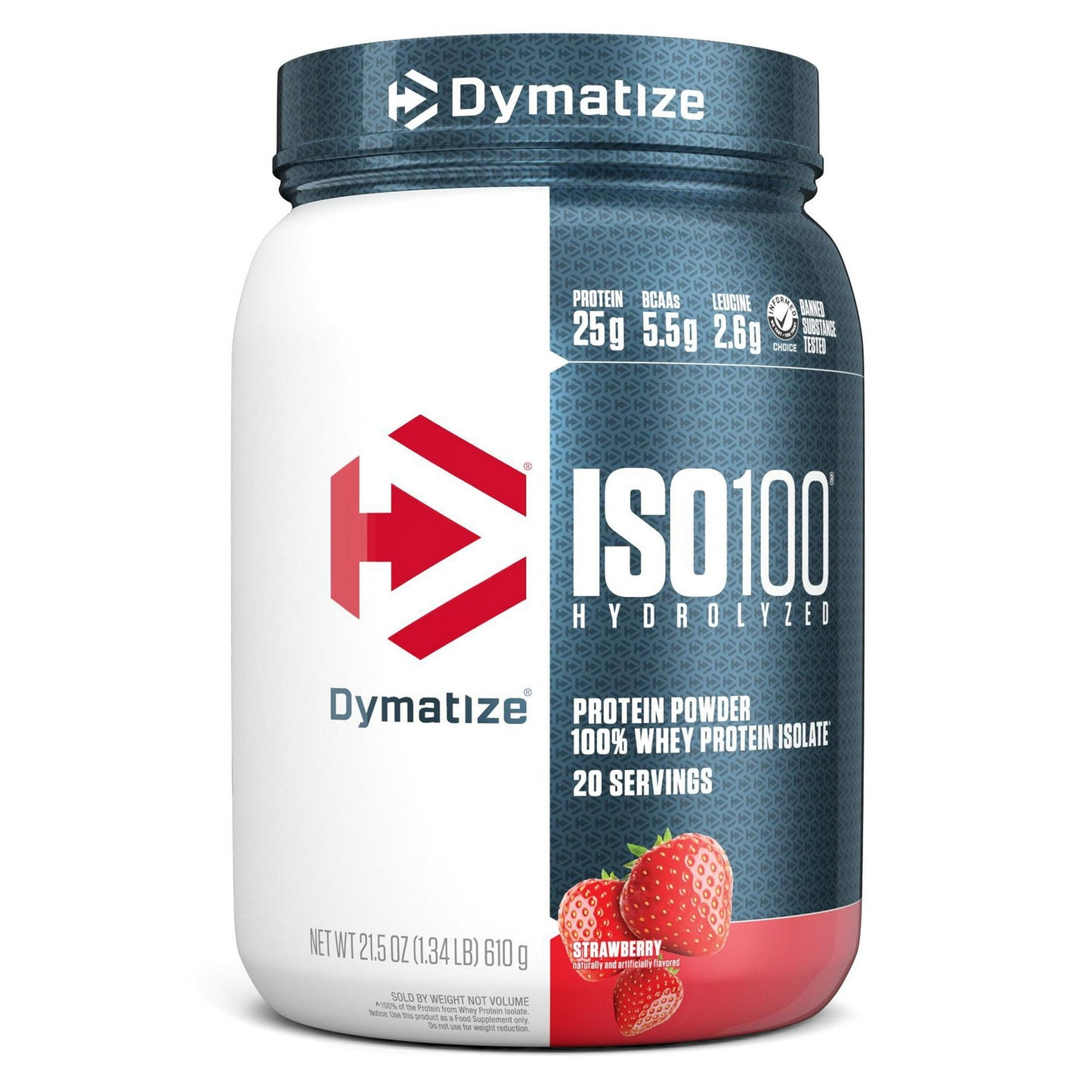 Dymatize Nutrition|Strawberry|Dymatize ISO100 Hydrolyzed Whey Isolate Protein Powder|25g Protein-(20 Servings)