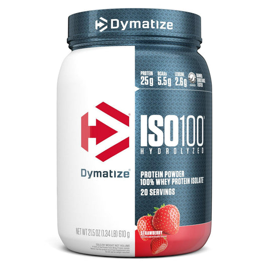 Dymatize Nutrition|Strawberry|Dymatize ISO100 Hydrolyzed Whey Isolate Protein Powder|25g Protein-(20 Servings)